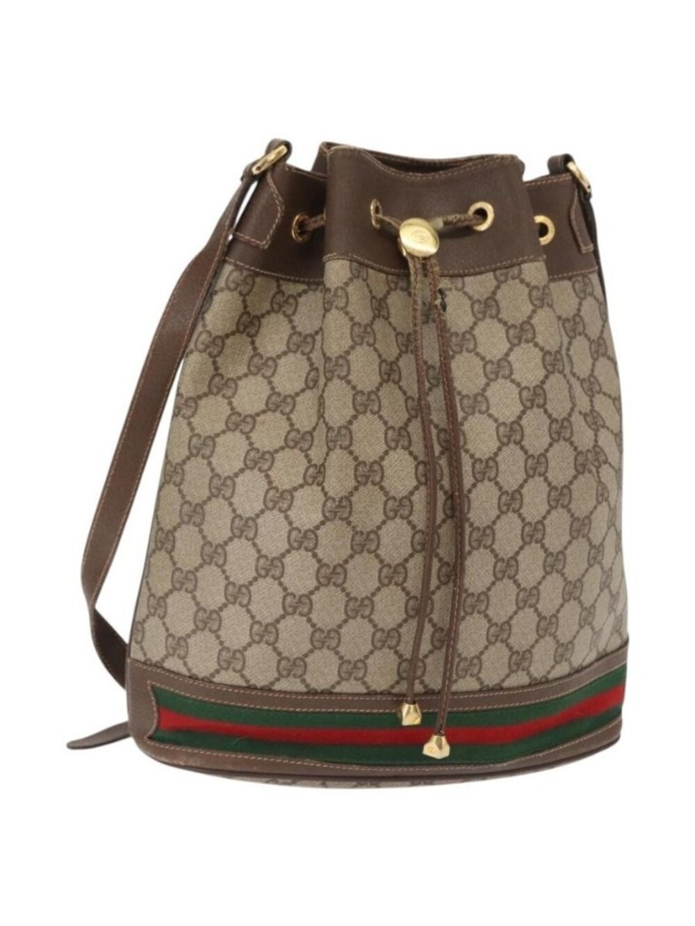 Authentic GUCCI GG Supreme Web Sherry Line Bag PVC Beige Gold 164 02 085 - Picture 1 of 16